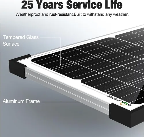 Vista 5 de SOLPERK - Cargador de batería solar de 15 W 12 V, panel solar impermeable + controlador de carga de 8 A de actualización + soporte de montaje