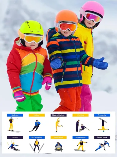 Vista 5 de SATINIOR 6 pares de guantes de nieve de invierno para niños, impermeables, cálidos, guantes de esquí unisex para clima frío