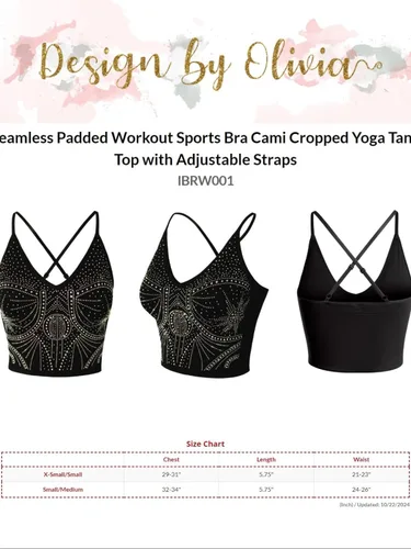 Vista 7 de Design by Olivia Sujetador deportivo para mujer, casual, sin costuras, acolchado, para entrenamiento, camiseta sin mangas, recortada, para yoga