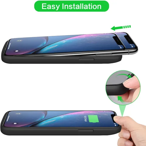 Vista 7 de Funda de batería para iPhone XR, funda de carga portátil de 6800 mAh para iPhone XR, batería externa recargable, batería externa, funda protectora