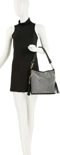 Vista 2 de Bolso de mano brillante con diamantes de imitación para mujer