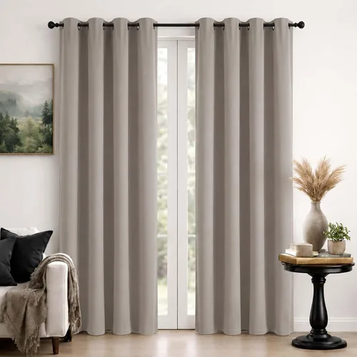 Vista 117 de Simplebrand Cortinas blancas puras de 96 pulgadas de largo para oscurecer la habitación, juego de 2 paneles para dormitorio/sala de estar, bloqueo