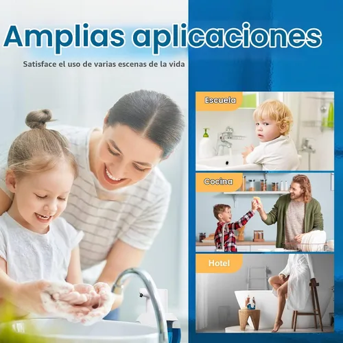 Vista 7 de Dispensador automático de jabón, sensor manos libres, 4 niveles de espuma ajustables, recargable y montaje en pared (15 oz/420 ml) para baño y cocina