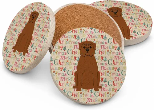 Vista 199 de Abyssinian Sand Terrier Merry Christmas - Posavasos grandes de piedra arenisca (4 unidades)