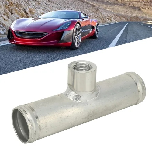 Vista 6 de Sensor de temperatura de manguera de radiador en línea, adaptador de sensor de temperatura de aleación de aluminio, 5.906 in de largo con orificio