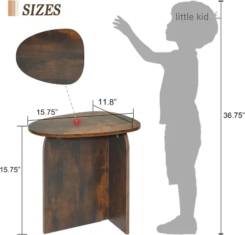 Vista 3 de AWASEN Mesa auxiliar, pequeña mesa auxiliar triangular para sala de estar, mesa decorativa moderna con mesa única, mini mesita de noche para Marrón