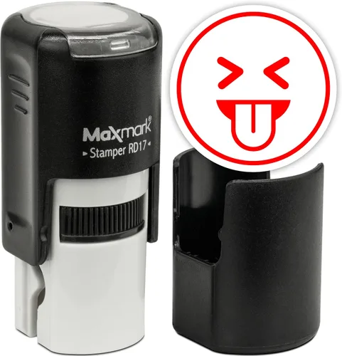 Vista 50 de MaxMark Sello de Emoji Autoentintado Redondo - Enojada - Tinta Negra