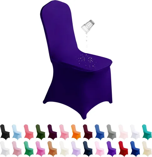 Vista 24 de SUPERO Funda impermeable de poliéster y elastano para silla (100 unidades, color negro) - Fundas elásticas para sillas de comedor, protector