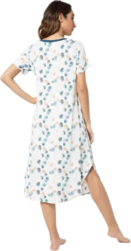 Vista 3 de NACHILA Camisones para mujer, viscosa hecha de bambú, cuello en V, manga corta, ropa de dormir fresca