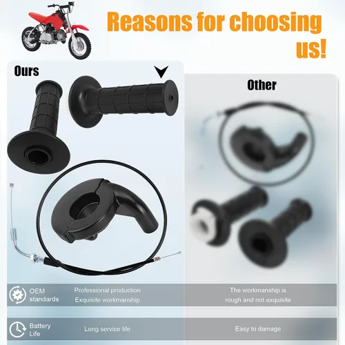 Vista 5 de Juego de cables de agarre con mango de acelerador giratorio para Pit Dirt Mini Pocket de 4 tiempos, bicicleta, Quad ATV 50cc 60cc 66cc 90cc 110cc