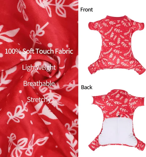 Vista 4 de CuteBone Pijamas de Navidad Suaves y Elásticos para Perros - Pijamas Acogedores para Mascotas Mono Transpirable para Perros Pequeños - Atuendo