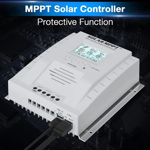 Vista 5 de Controlador de carga MPPT 60 amperios, regulador de carga de panel solar 12V 24V Auto 60A, entrada máxima 100V con pantalla LCD para batería