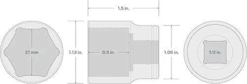 Vista 151 de TEKTON Llave de vaso poco profunda de 6 puntos de 1/2 pulgada de cuadradillo x 1-5/16 pulgadas SHD22033