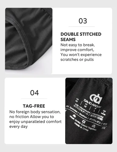 Vista 5 de DAVID ARCHY Calzoncillos para hombre, micro modal, sin bragueta, bolsa de apoyo, suave y cómoda, paquete de 4