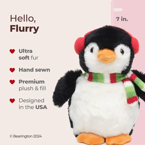 Vista 2 de Bearington Animales de Peluche de Navidad Pingüino de Peluche Navideño Juguete de Invierno - Flurry 7