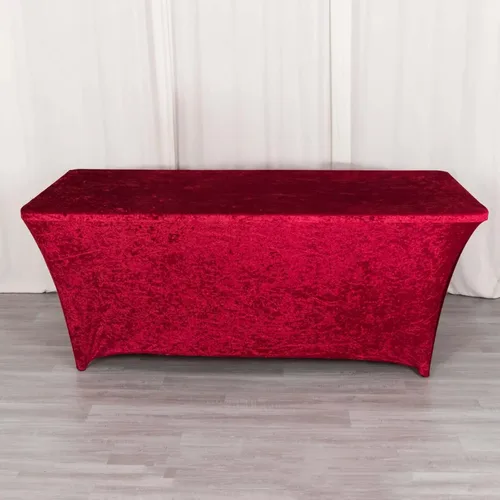 Vista 11 de Efavormart Cubierta de Mesa Rectangular Ajustada Elástica de Terciopelo Aplastado Beige de 6 pies