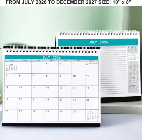 Vista 2 de Calendario de escritorio 2026-2027 – Calendario de escritorio de julio de 2026 a diciembre de 2027, calendario de 10 x 8.3 pulgadas, calendario
