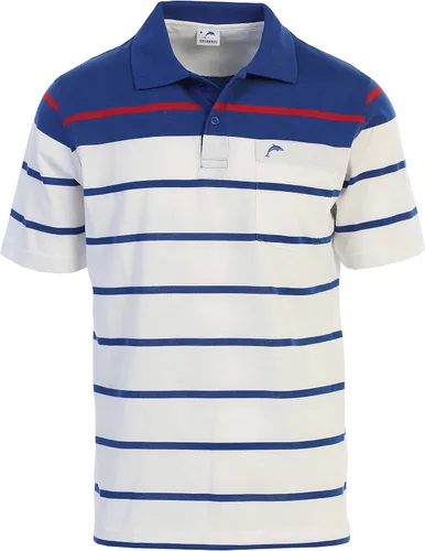 Vista 23 de Gioberti Polo de contraste de rayas dobles para hombre con bolsillo - tinte de hilo 9328b - Gris Con Logo Delfín