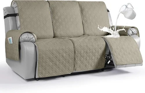 Vista 23 de VANSOFY Funda impermeable para sofá reclinable, lavable, funda para sofá reclinable de 1 pieza, protector de muebles con correas elásticas, bolsillo