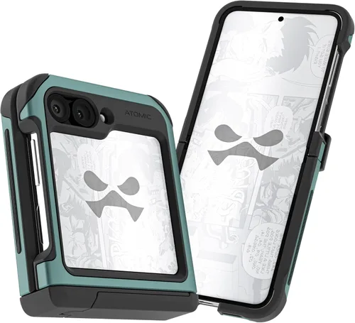 Vista 37 de Ghostek Atomic - Funda delgada para Galaxy Z Flip 4, parte trasera de aramida con parachoques de aluminio rojo, funda protectora de doble capa a