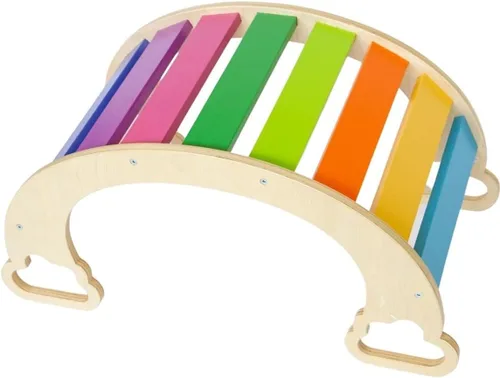 Vista 3 de Waldorf Rocker Board para niños pequeños, tabla de escalada y mecedora segura y no tóxica