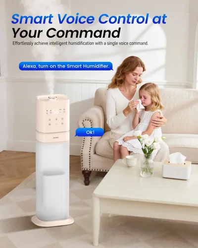 Vista 4 de Humidificador inteligente para habitación grande, humidificadores de 2.1 galón/8 litros para dormitorio con tubo extendido y luz nocturna