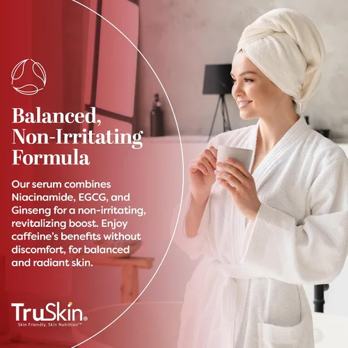 Vista 4 de TruSkin Suero de cafeína para rostro y ojos – Suero energizante de cafeína al 5% con EGCG niacinamida matcha y ginseng – Mejora el aspecto