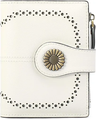 Vista 10 de SENDEFN Carteras pequeñas para mujer, con bloqueo RFID, de cuero, plegable, tarjetero con ventana de identificación