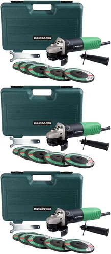 Vista 7 de Metabo HPT Amoladora angular de 4-1/2 pulgadas, incluye 5 ruedas de molienda y estuche rígido, motor de 6.2 amperios, compacta y ligera, G12SR4
