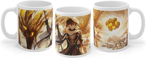 Vista 4 de DoubleChin Taza de impacto Genshin - Zhongli