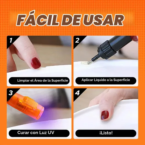 Vista 6 de Kit de pegamento UV Bondic con luz, kit de soldadura de plástico, reparación de plástico líquido de curado ligero, fabricación de joyas