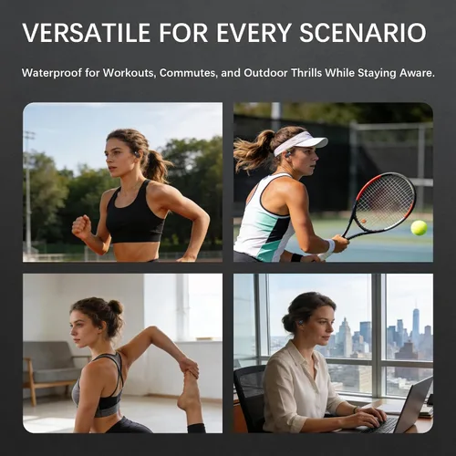 Vista 7 de Essonio Auriculares abiertos inalámbricos Bluetooth 6.0, DT9.0 con sonido direccional con ganchos para las orejas 35H tiempo de reproducción ENC