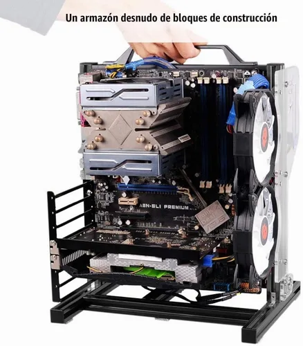 Vista 5 de Soporte de chasis para placa base de computadora, juego de chasis de placa base, personalidad creativa ATX/M-ATX/ITX Soporte de chasis de marco al