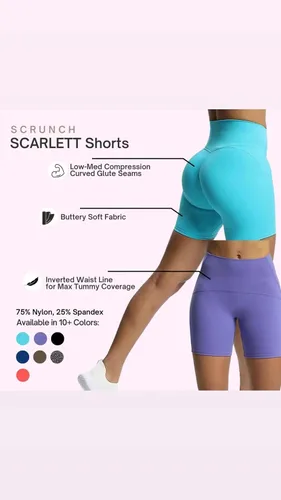 Vista 5 de Aoxjox Scarlett Scrunch - Pantalones cortos de ciclismo para mujer, control de abdomen, tiro alto, ejercicio, atletismo, gimnasio, correr, yoga, 6