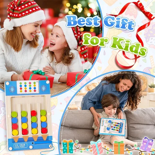 Vista 4 de Juguetes Montessori de madera sensorial para autismo: regalos de cumpleaños para niñas y niños de 4, 5, 6 años Juguetes para niños y niñas