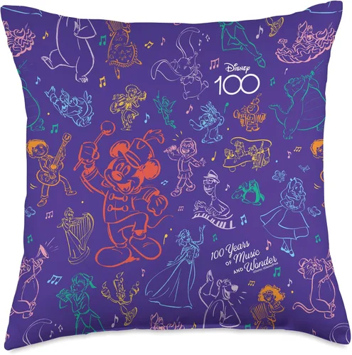 Vista 5 de Disney 100 Years Wonder Musical Friends D100 - Almohada de 16 x 16 pulgadas, multicolor