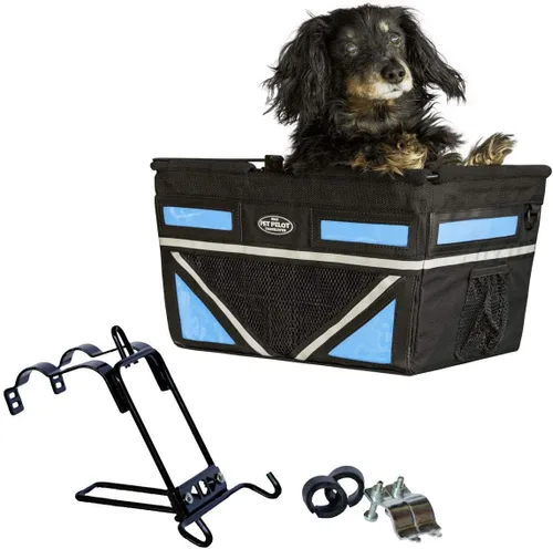 Vista 12 de Pet-Pilot MAX - Cesta de bicicleta para perro, 8 opciones de color para tu bicicleta (plata/gris)