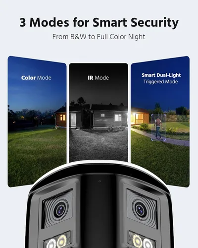 Vista 4 de ANNKE FCD800 - Cámara de seguridad PoE de 4K 8MP con lente dual, vista panorámica de 180°, visión nocturna a color con luz dual inteligente, audio