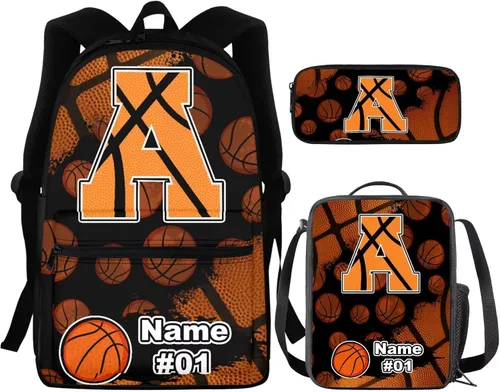 Vista 126 de FOR U DESIGNS Fuego baloncesto impreso niños escuela mochilas viaje mochila libro bolsa