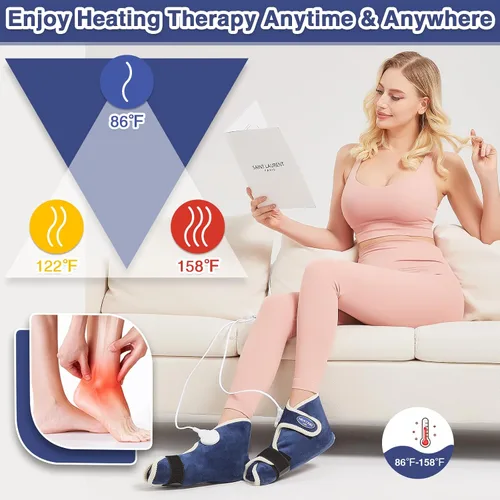 Vista 6 de AOBOCO 1 par de almohadillas térmicas de pies para fascitis plantar, calentadores de pies calentados para tendinitis de Aquiles, esguince de talón