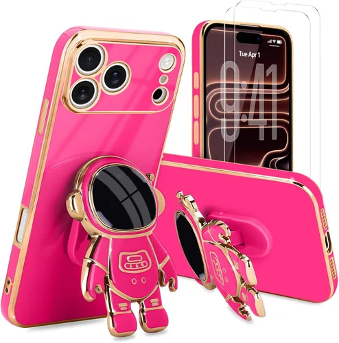 Vista 8 de Pepmune - Funda para iPhone 15 con soporte de astronauta 3D, color negro