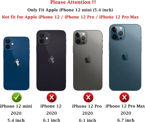 Vista 2 de Funda para iPhone 12 Mini con cubierta para lente de cámara, protector de pantalla HD, doble capa de protección contra caídas de grado militar