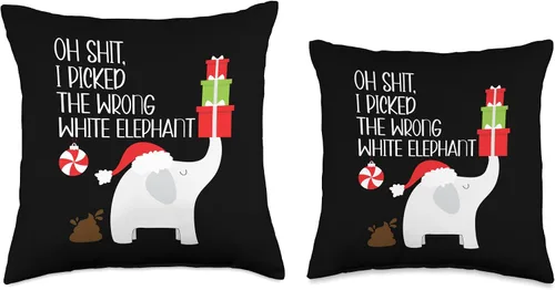 Vista 3 de I Picked the Wrong White Elephant Christmas Shirts Oh Shit I Picked The Wrong White Elephant - Almohada fea de Navidad, 16 x 16 pulgadas, multicolor
