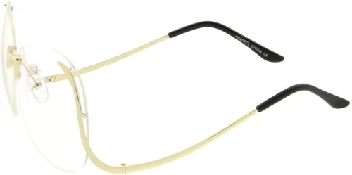 Vista 3 de zeroUVRimless Mujer Curved brazos de metal redondo transparente lente Oversize Lentes 67mm