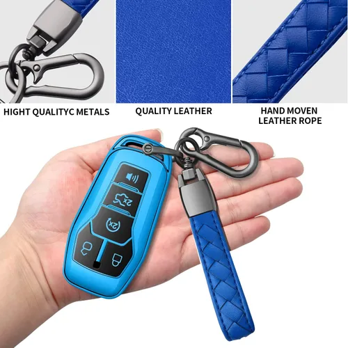 Vista 7 de Funda para Llave Ford con Llavero de TPU Suave Premium, Carcasa de Llave de Protección Completa Compatible con Ford Fusion 2013-2016, Ford Mustang