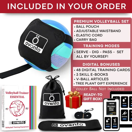 Vista 2 de OVANTO Volleyball Training Equipment Aid – Adjustable Practice Volleyball Kit