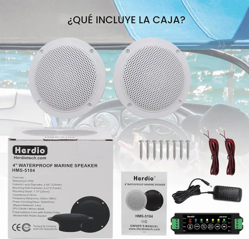 Vista 7 de Herdio Altavoces de techo Bluetooth marinos impermeables de 4 pulgadas para baño, cocina, hogar, al aire libre, cámper, carrito de golf, barco