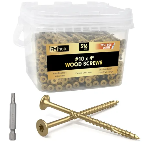 Vista 10 de #10 x 2-1/2" Tornillos para Terraza, 108 Piezas Tornillos para Madera con Cabeza Estrella, Tornillos para Madera Resistentes al Óxido para Negro