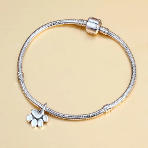 Vista 3 de Dijes con estampado de pata de perro 2025 para pulsera Pandora Animal, cuentas de plata de ley 925 para cachorrogato con diseño de pata de perro