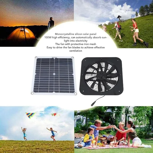 Vista 7 de Fdit Ventilador de escape de ático alimentado por energía solar, 100 W, 13.5 pulgadas, panel de silicona monocristalina, 18 V, para casa